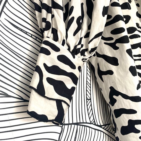 Topshop Patterned Baggy Oversized Cotton Black and White Shirt Size S - Picture 3 of 4